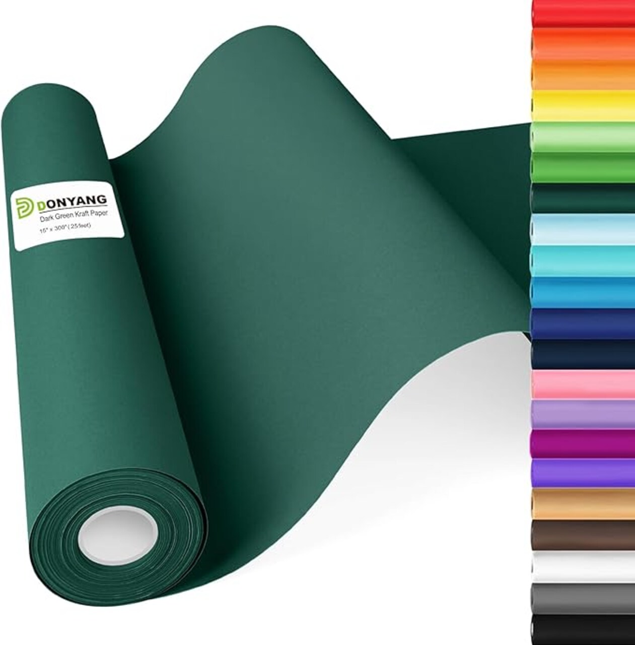 Roll 15"x300", Solid Color Art Kraft Craft Paper, Dark Green Wrapping Paper, Birthday Bouquet Flower Gift Wrap for Women Men 110GSM 75LB